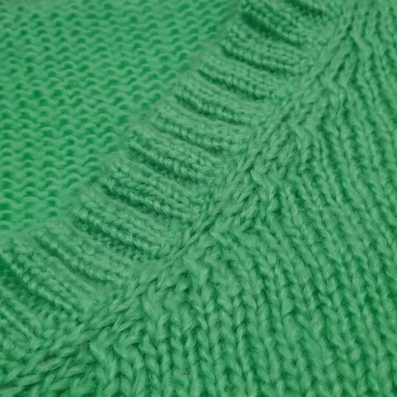 WOODEN SHIPS Mohair Wool Sweater V-Neck Soft Knit Pullover Oversized Green S M - Picture 5 of 10